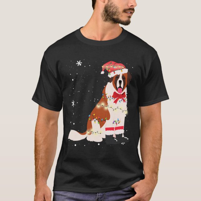 T-shirt St Bernard Chien Noël Arbre Noël Noël Noël Maman P (Devant)