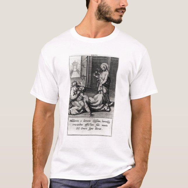 T-shirt St Catherine exorcisant un démon d'une femme (Devant)