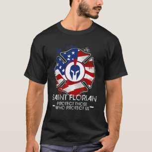 T-shirt St Florian Patron Saint des pompiers Cathol USA