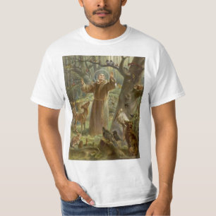 T-shirt St Francis d'Assisi a entouré par des animaux