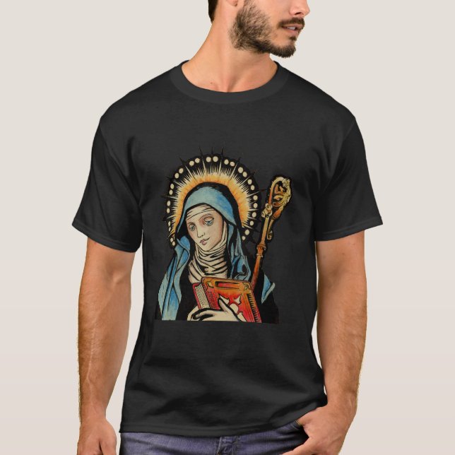 T-shirt St Gertrude Patron Saint des Chats Great Nivelles  (Devant)