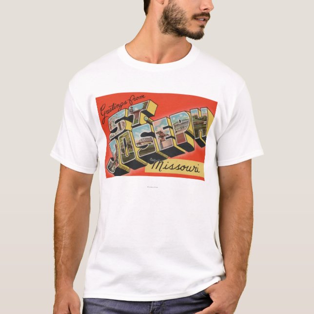 T-shirt St Joseph, Missouri - grandes scènes de lettre (Devant)
