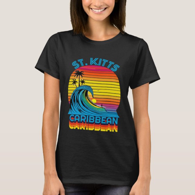T-shirt St Kitts Caribbean Retro Throwback Surf & Beach So (Devant)