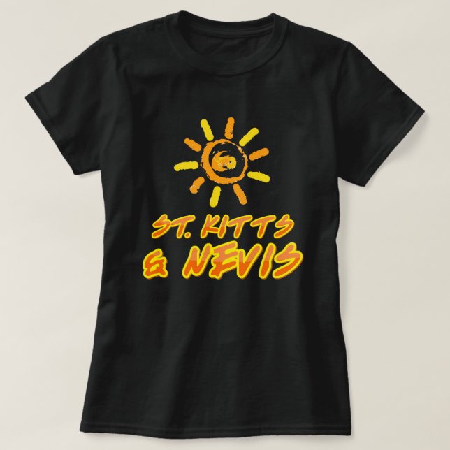 T-shirt St Kitts & Nevis jaune et orange vif (Design devant)
