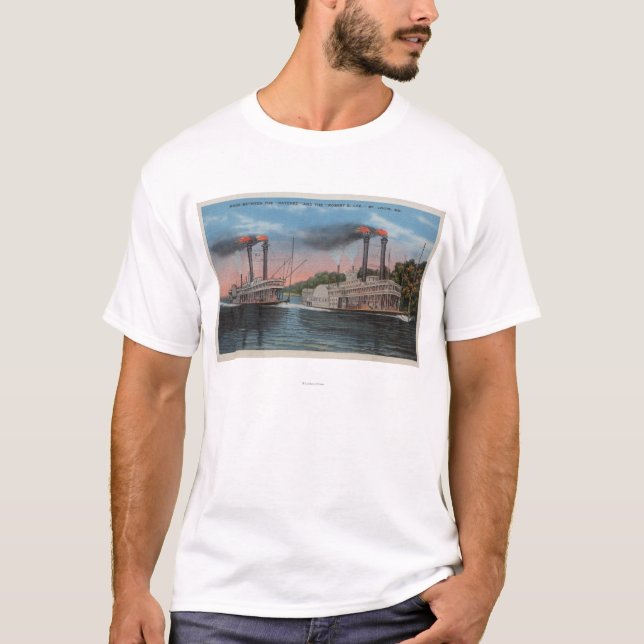 T-shirt St Louis, MOIS - vue de Natchez et de Robert E. (Devant)