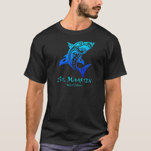 T-shirt St Maarten West Indies Vintage Retro Tribal Shark