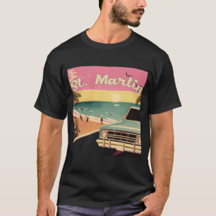 T-shirt St Martin Retro Beach Vacances Souvenir St Martin