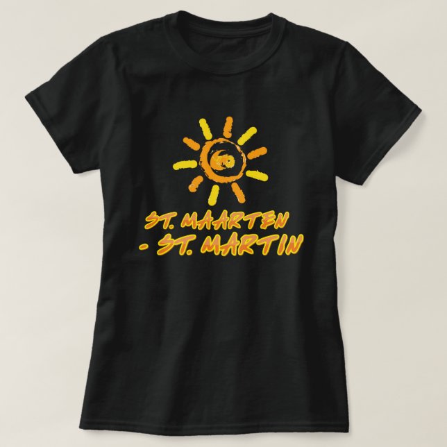 T-shirt St. Martin - St. Martin jaune et orange vif (Design devant)
