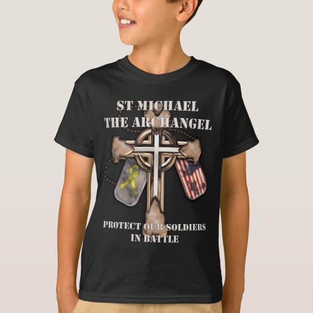 T-shirt St Michael Arkhangel - protégez nos soldats (Devant)