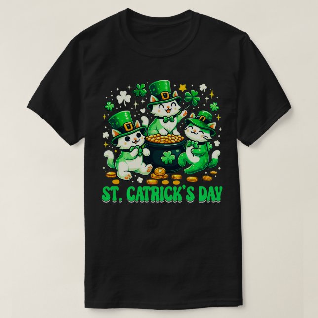 T-shirt St patrick Catricks Day Chats Saint Pattys Femmes  (Design devant)