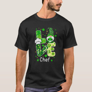 T-shirt St patrick Lucky Funny Chef Gnome Leopard Green P