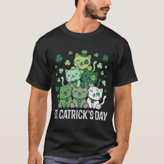 T-shirt St Patricks Catricks Day Funny Cats Shamrock
