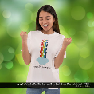 T-shirt St. Patrick's Day Arc-en-ciel minimaliste de trèfl