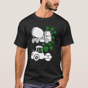 T-shirt St Patrick's Day Concrete Mixer Road Roller Lucky