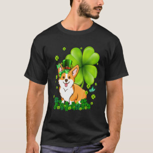 T-shirt St. Patrick's Day Corgi Vert Buffalo Plaid Shamro