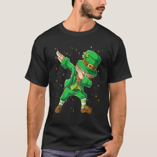 T-shirt St Patricks Day Dabbing Leprechaun Boys Kids Men D