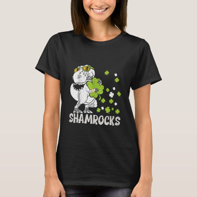 T-shirt st patrick's day Dinosaur I Steal Shamrocks (Devant)