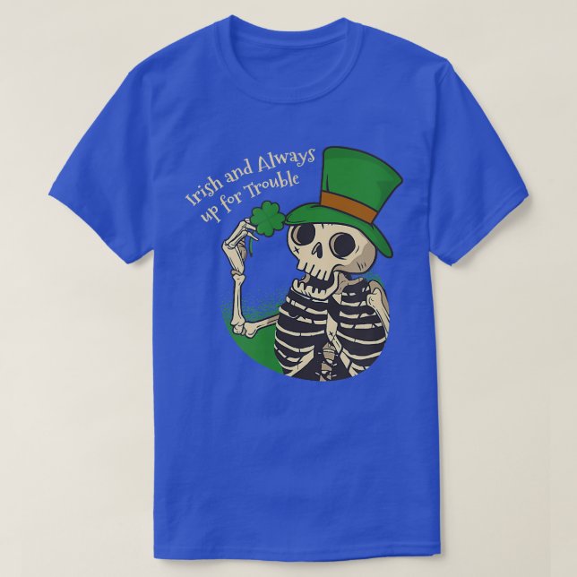 T-shirt St Patrick's Day Four Leaf Clover Irish Skeleton T (Design devant)