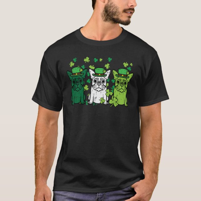 T-shirt St Patricks Day French Bulldogs Dog Frenchie Men W (Devant)