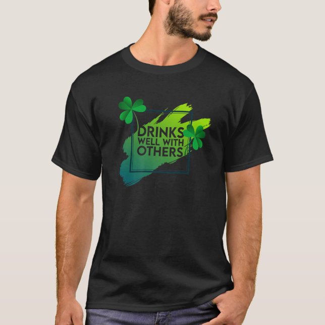 T-shirt St Patrick's Day Green Clover Leaf Joyeux Boisson (Devant)