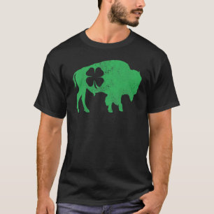 T-shirt St Patrick's Day Green Shamrock Buffalo Bison Iris