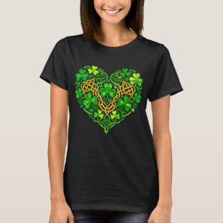 T-shirt St Patricks Day Heart Shamrock Celtic Knot Women