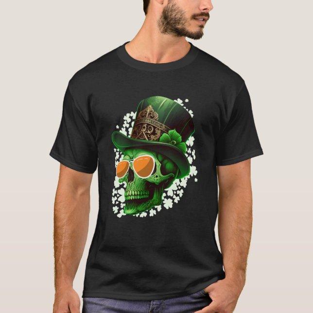 T-shirt St Patrick's Day Irish skeleton leprechaun (Devant)