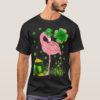 T-shirt St Patricks Day Irlandais Flamingo Shamrock Saint 
