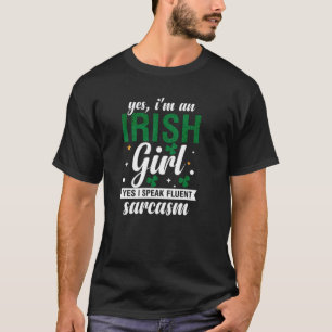 T-shirt St Patrick's Day Je suis Irlandaise Fille Je parle
