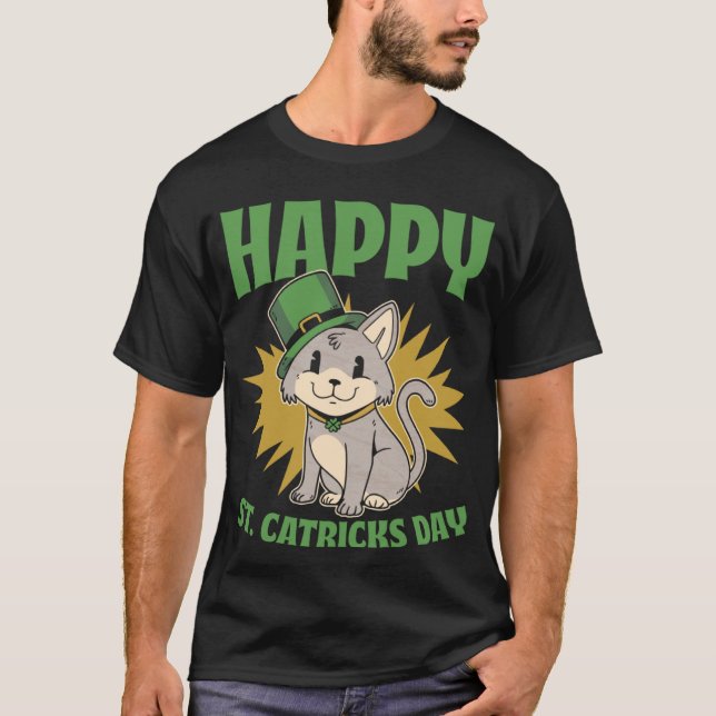 T-shirt St Patricks Day Leprechaun Cat  Patricks Day (Devant)
