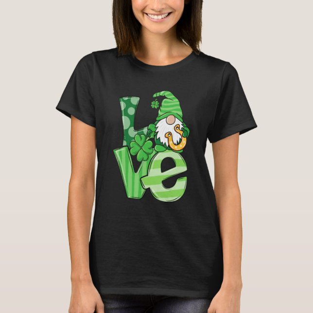 T-shirt St Patrick's Day Love Gnomes Shamrock Horseshoe Ir (Devant)