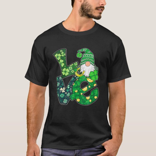 T-shirt St Patrick's Day Love Gnomes Shamrock Horseshoe Ir (Devant)