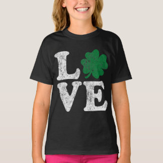 T-shirt St Patrick's Day LOVE Shamrock irlandais