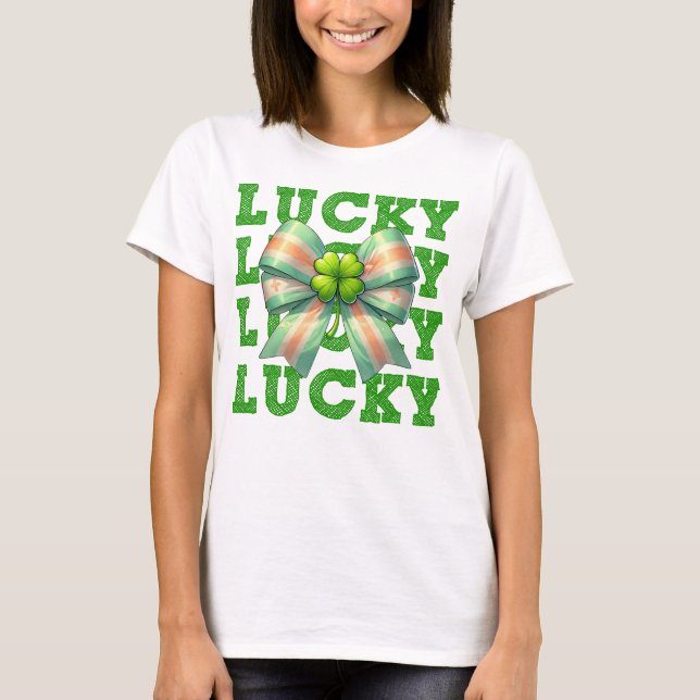 T-shirt St. Patrick's Day Lucky Clover Bow (Devant)