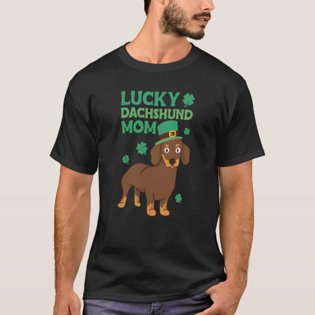T-shirt St Patrick's Day Lucky Dachshund Mom (Devant)