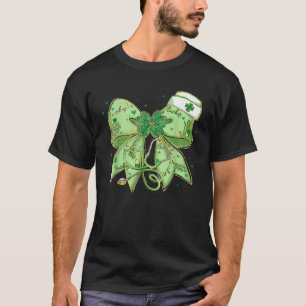 T-shirt St Patrick's Day Nurse Coquette Bow Stethoscope Br