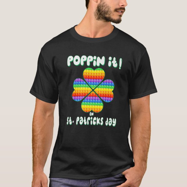 T-shirt St. Patricks Day Pop It Fidget Toy Lucky Shamrock (Devant)