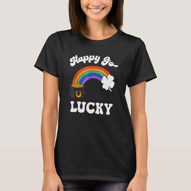T-shirt St Patrick's Day Pot Of Leprechaun Gold Rainbow Ha (Devant)