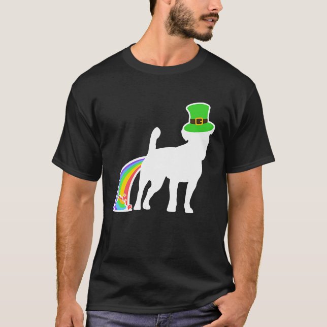 T-shirt St Patrick's Day Rainbow Chig Jackshund (Devant)