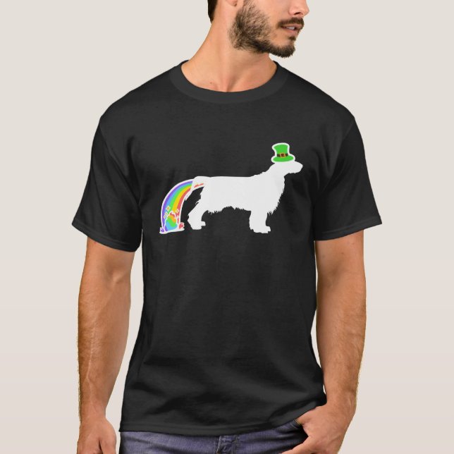 T-shirt St. Patrick's Day Rainbow Dog Field Spaniel (Devant)