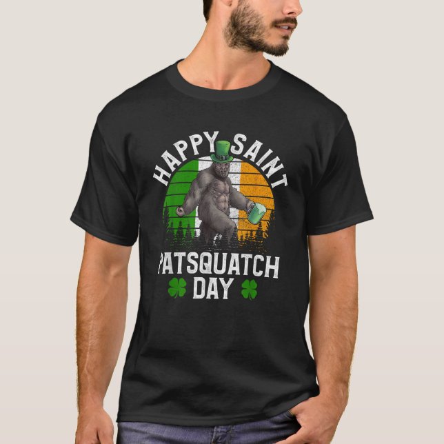 T-shirt St Patrick's Day Sasquatch Irish Bigfoot Green Bee (Devant)