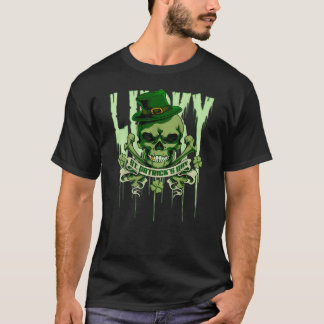 T-shirt St Patrick's Day Skull Irish 4-Leaf Clover Shamroc