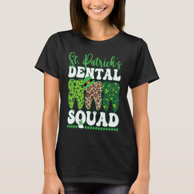 T-shirt St Patrick's Dental Squad Leopard Tooth For Dentis (Devant)