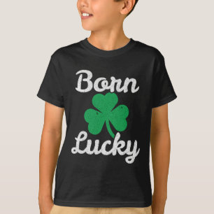 T-shirt St Patricks Né Chanceux Descendant Irlandais Lutin