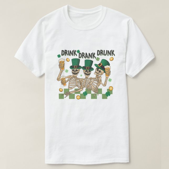 T-shirt St. Patrick's Skeleton Party (Design devant)