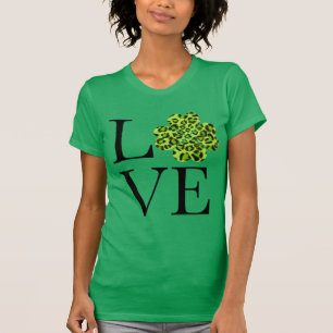 T-shirt St. Patty’s day Guépard vert trèfle à quatre feuil