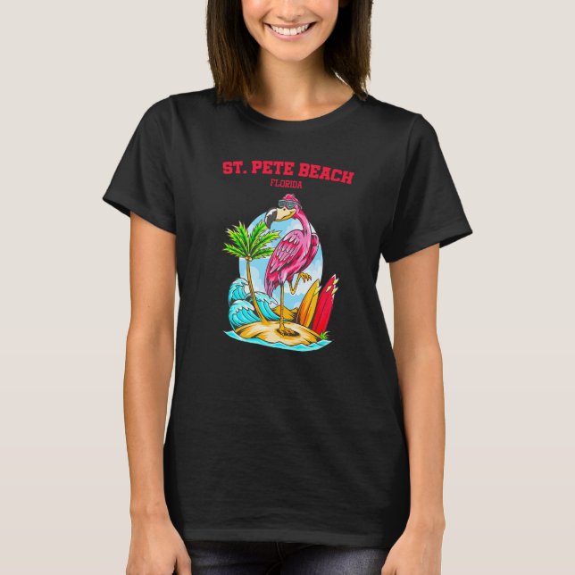 T-shirt St Pete Beach Flamingo Surfboard (Devant)