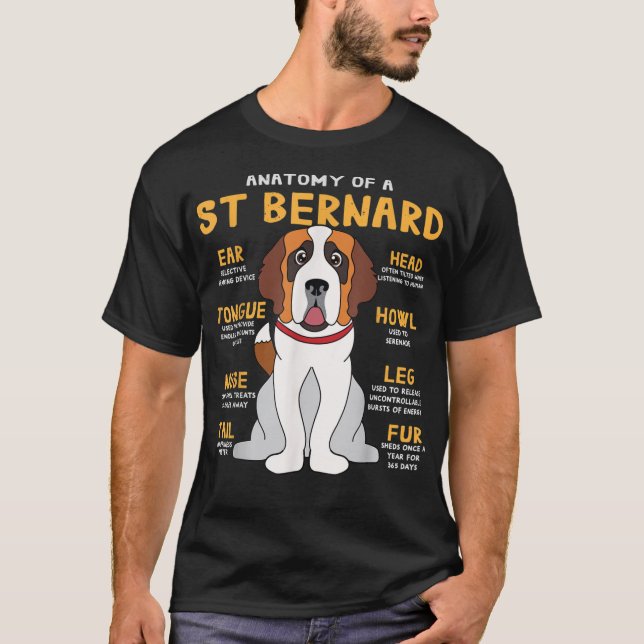 T-shirt St Saint Bernard Anatomie Funny Chien Maman Papa G (Devant)