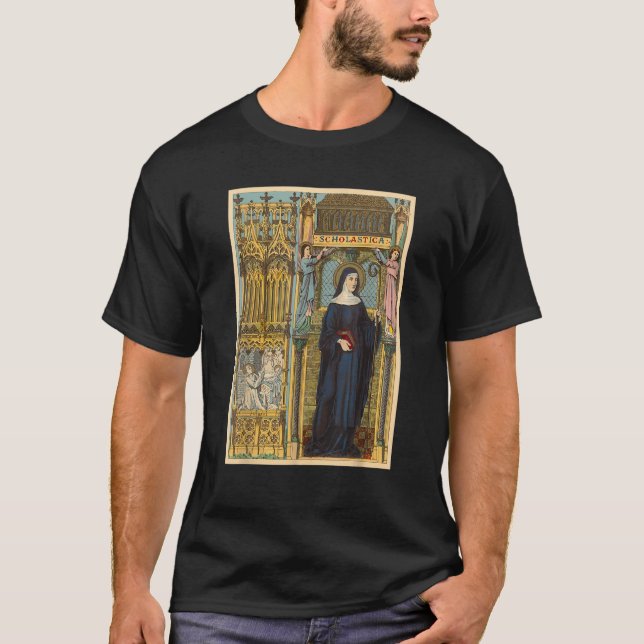 T-shirt St Scholastica bénédictin Saints catholiques bénéd (Devant)