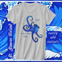 St. Simons Island GA Brilliant Bleu Octopus